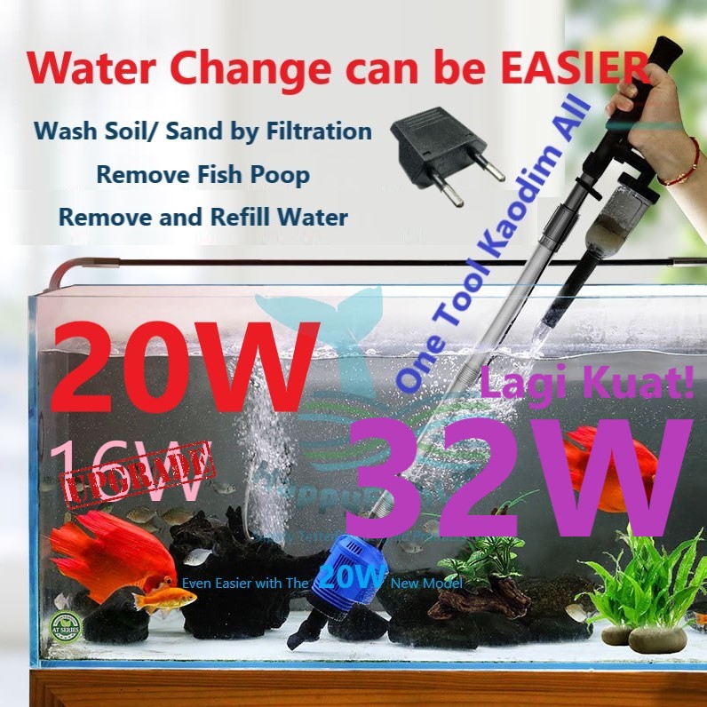 Aquarium Water Changer Suction Cleaning Pump Remove Refill Water Clean Sand Soil All-In-One 20W SunSunHXS03