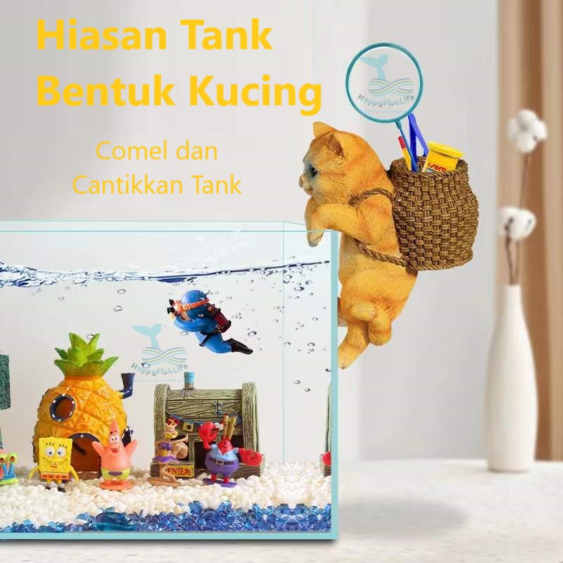 Aquarium Wall Hanger Decoration Cute Cat Dog Rabbit Koala with back pack Shark Warning Signboard - Image 2