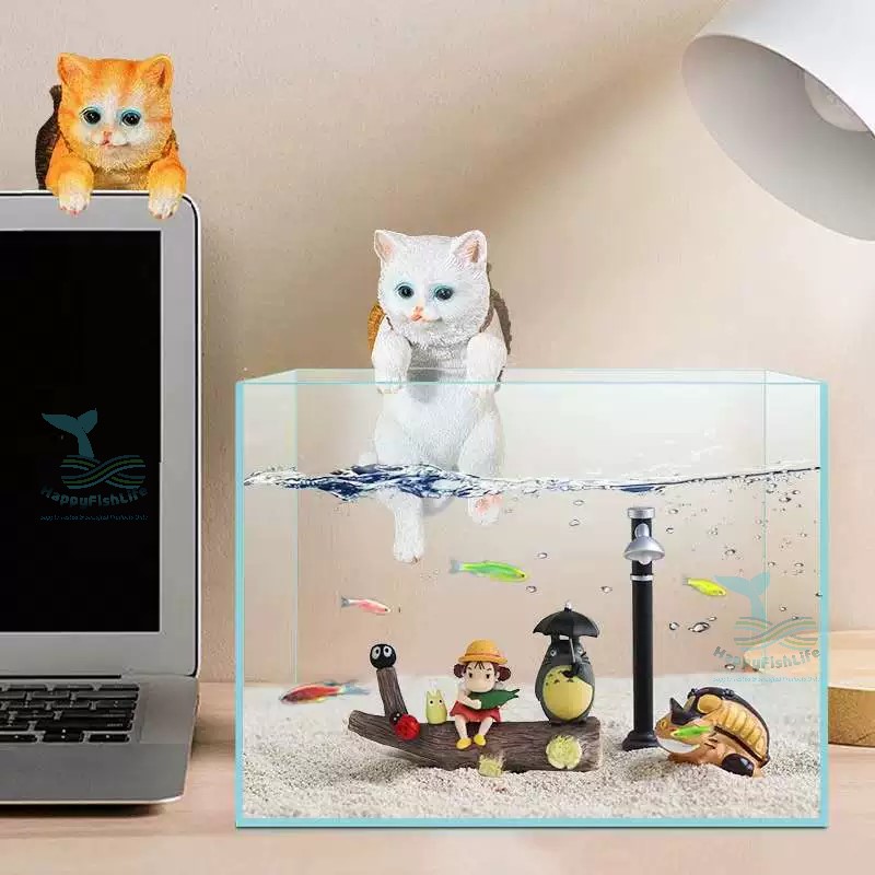 Aquarium Wall Hanger Decoration Cute Cat Dog Rabbit Koala with back pack Shark Warning Signboard - Image 5