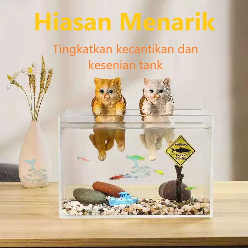 Aquarium Wall Hanger Decoration Cute Cat Dog Rabbit Koala with back pack Shark Warning Signboard - Image 3