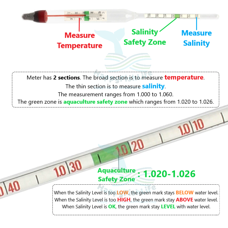 Salinity Meter Thermometer 2-in-1 Water Salt Level Meter Aquarium Marine Water Saline Tester 盐度计 水族海水盐量密度测试 温度 - Image 4