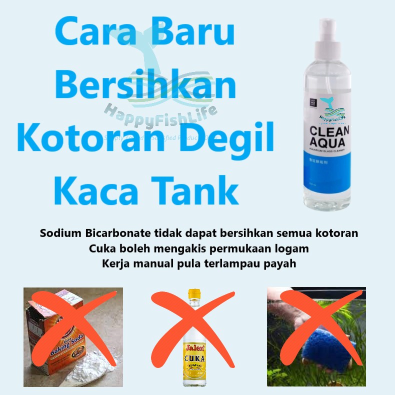 Aquarium Glass Stain Mineral Deposite Cleaner Watermark Removal Pembersih Jamur Kaca Tank 150ml non toxic HappyFishLife - Image 2