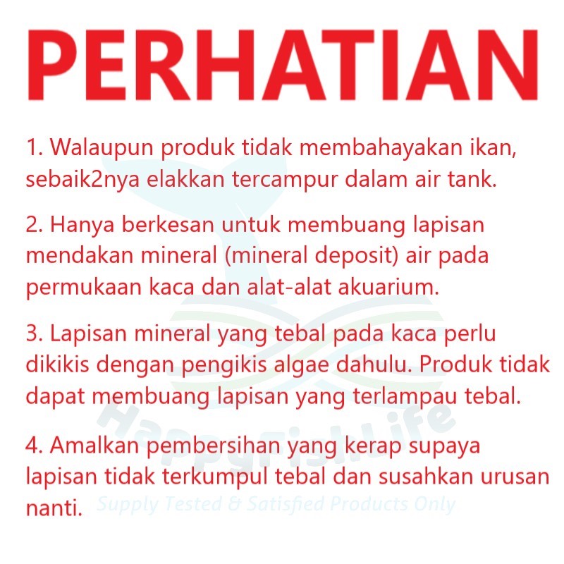 Aquarium Glass Stain Mineral Deposite Cleaner Watermark Removal Pembersih Jamur Kaca Tank 150ml non toxic HappyFishLife - Image 8