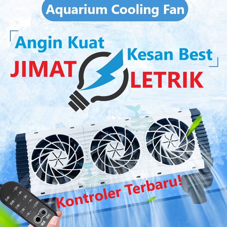 Aquarium Silent Speed Timer Control Fan aquascape cooling energy electric saving Kipas Akuarium Senyap Kuat Jimat Tenaga Aquascape Kipas Tank HappyFishLife