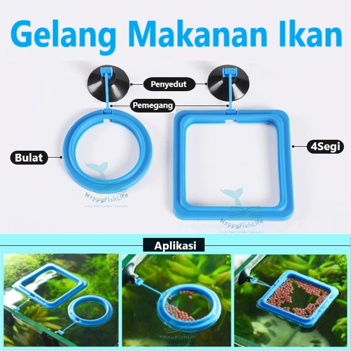 HappyFishLife Aquarium Fish Tank Ring Feeder Floating Food Water Plant Circle Square Gelang Makanan Ikan Terapung Akuarium Bulan Empat Segi Aquarium Feeding