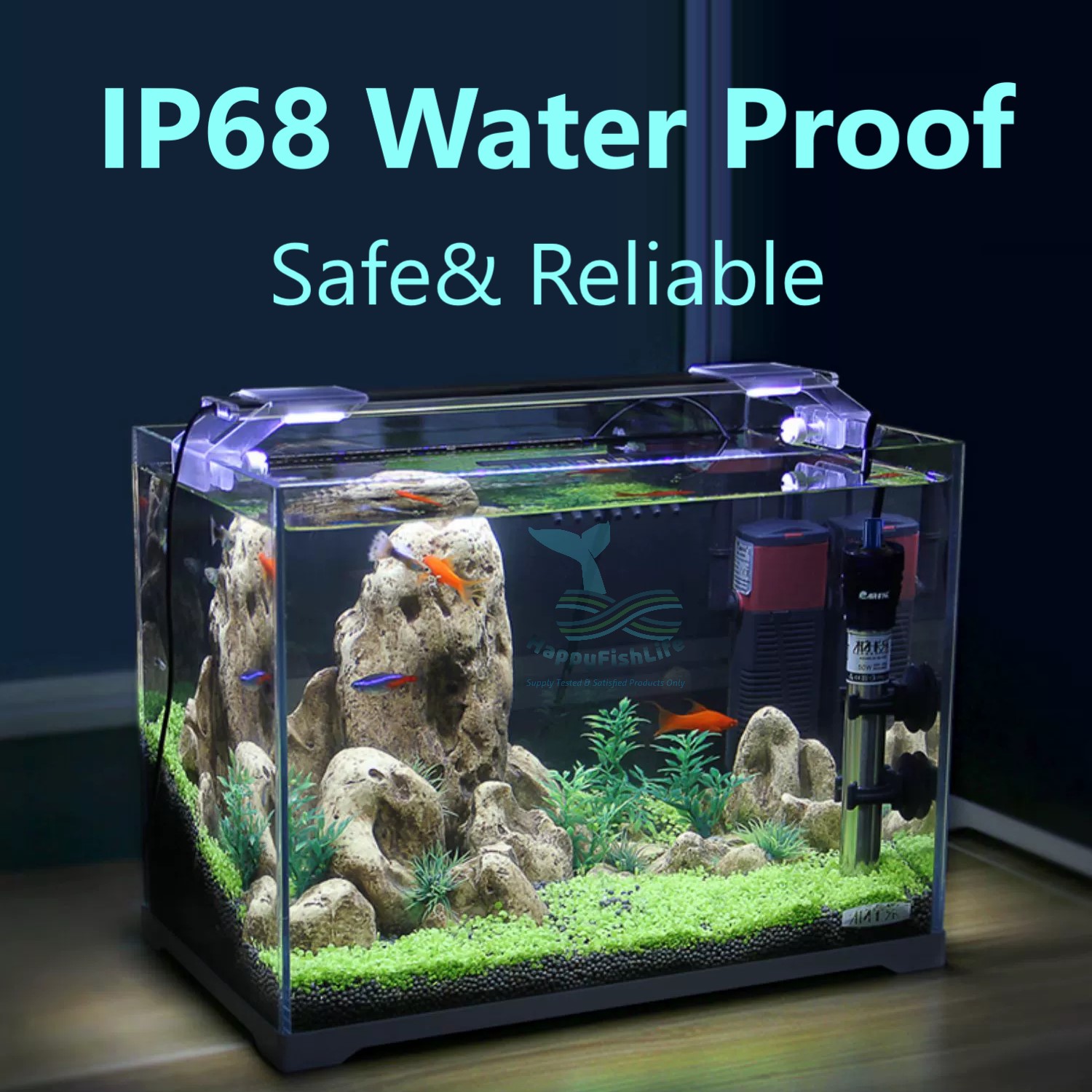 Rod Pemanas Keluli Tahan Karat 304 Kawal Suhu Akuarium Tank IP68 Kalis 304 Stainless Steel Aquarium Heater Rod Temperature Controller Fish Tank IP68 Waterproof 25W 50W 100W 200W 300W 500W HappyFishLife - Image 3