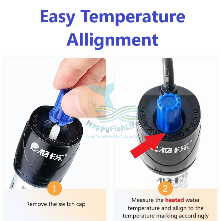 Rod Pemanas Keluli Tahan Karat 304 Kawal Suhu Akuarium Tank IP68 Kalis 304 Stainless Steel Aquarium Heater Rod Temperature Controller Fish Tank IP68 Waterproof 25W 50W 100W 200W 300W 500W HappyFishLife - Image 4
