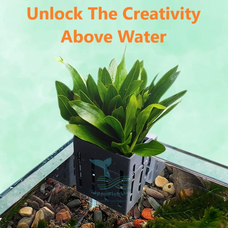 HappyFishLife Aquarium Plant Cup Hang On Back Pot Hydroponic Emersed Leaves Display - Image 2