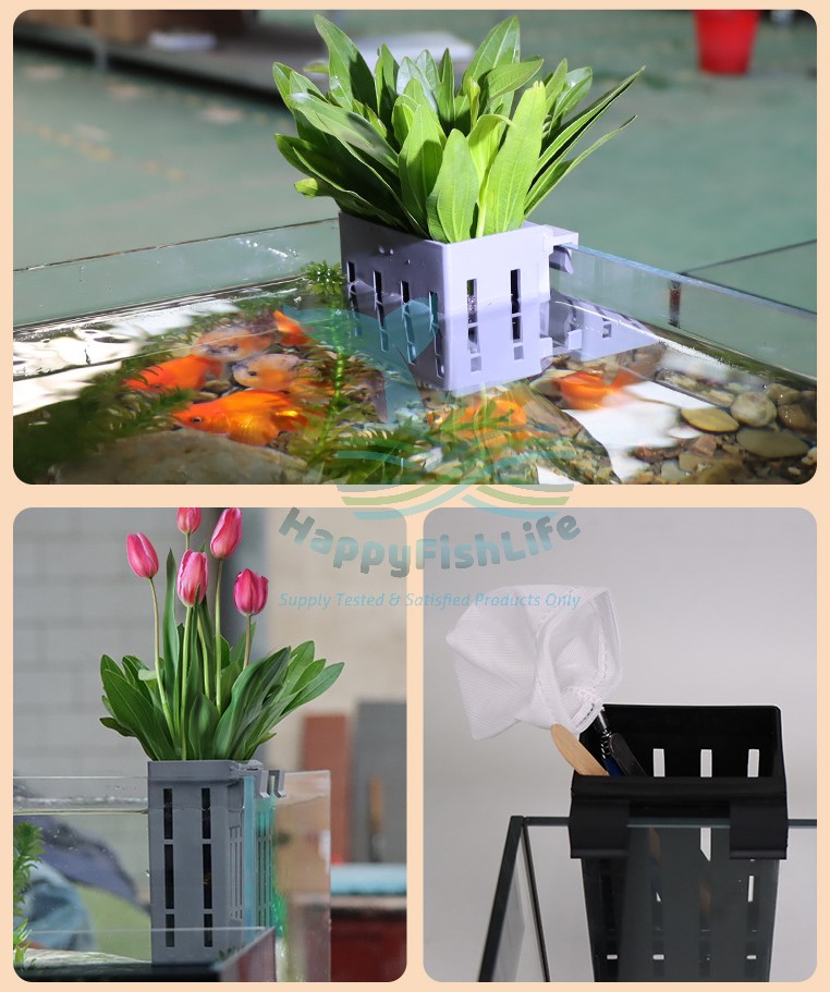 HappyFishLife Aquarium Plant Cup Hang On Back Pot Hydroponic Emersed Leaves Display - Image 5