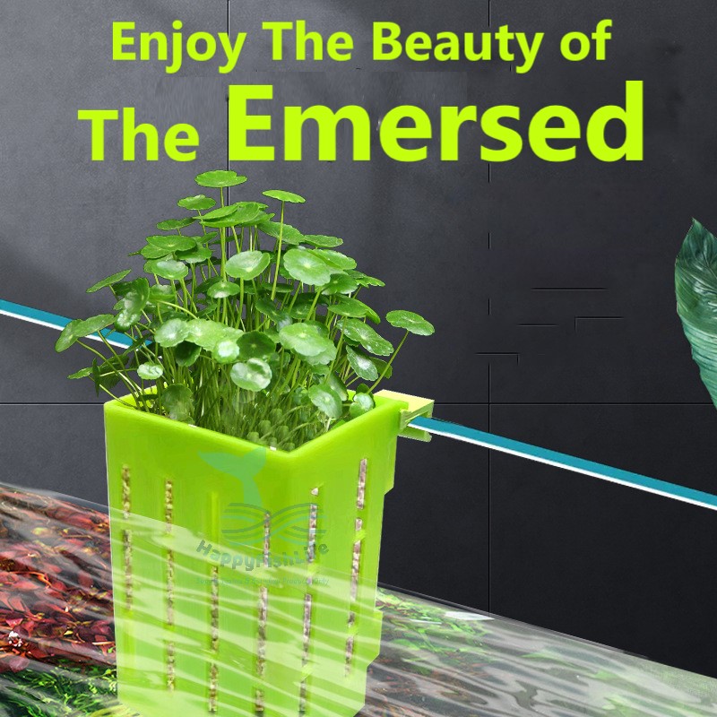 HappyFishLife Aquarium Plant Cup Hang On Back Pot Hydroponic Emersed Leaves Display