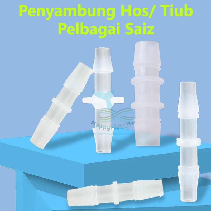 HappyFishLife Plastic Tube Hose Connector Diameter Reducer Penyambung Tiub Penukar Diameter