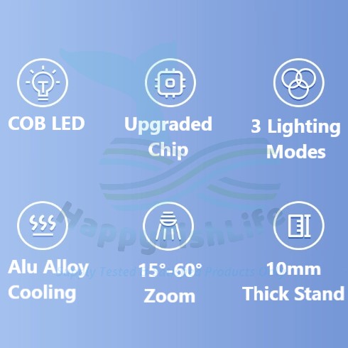 Happyfishlife Spotlight Three Modes COB LED Adjust Zoom Aquarium Light BlackWater Aquascape 原生缸鱼缸灯 - Image 4