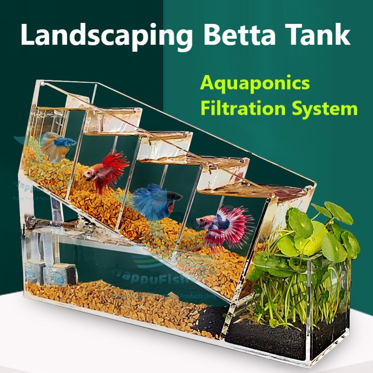 HappyFishLife Betta Acrylic Tank Creative Waterfall Aquaponics System