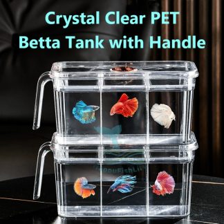 Crystal Clear PET Plastic Tank for Betta Fighting Fish 3 Columns Durable Plastik Tank Ikan Betta HappyFishLife