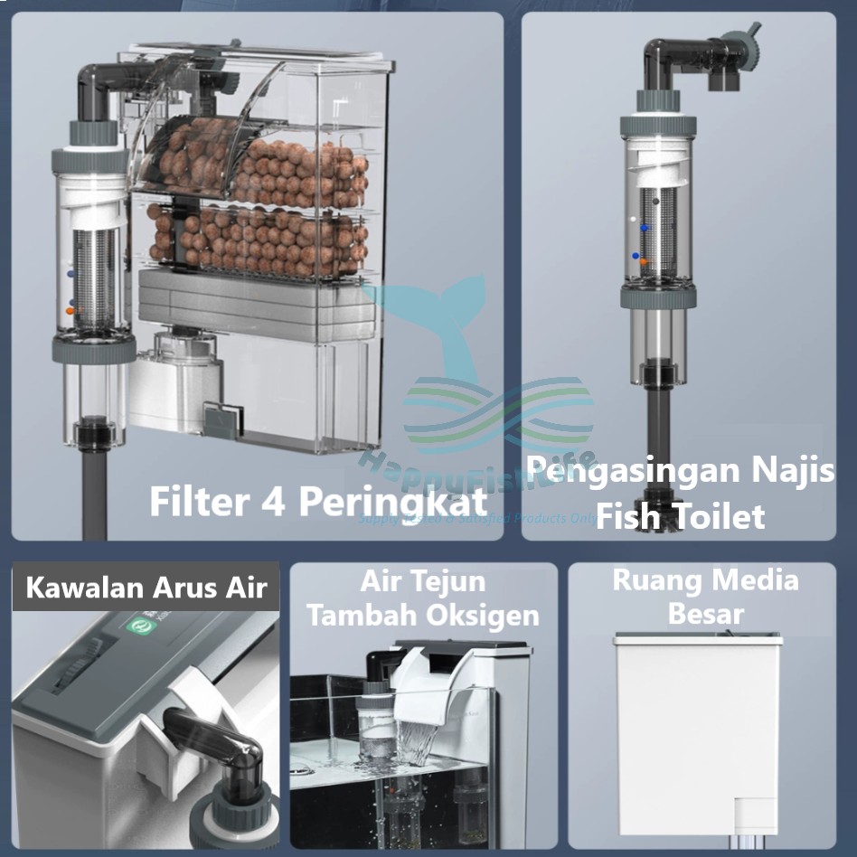 SunSun Hang On Back Water Fall Aquarium Filter Fish Toilet Fish Poop Segregation Pengasingan Najis - Image 6